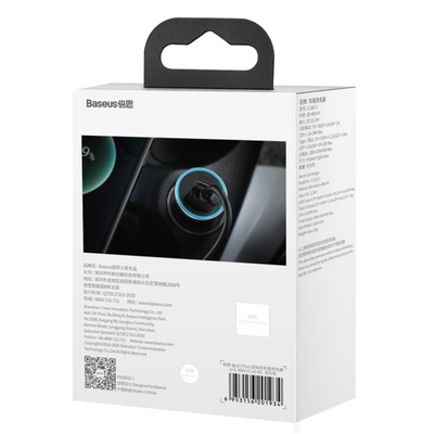 Baseus Cargador Doble Rápido de Auto Baseus Golden Contactor Pro USB + Tipo C - 40W - Gris Oscuro - Bestmart
