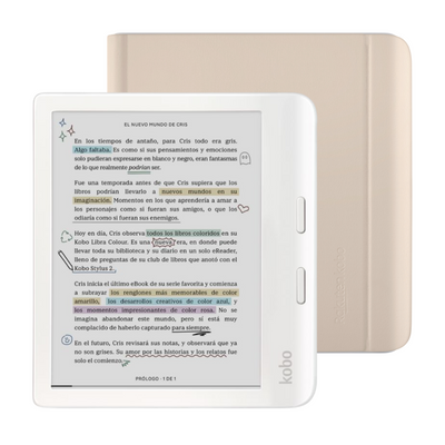 RAKUTEN KOBO Lector e Reader Kobo Libra Colour Blanco con Funda Notebook SleepCover Beige - Bestmart