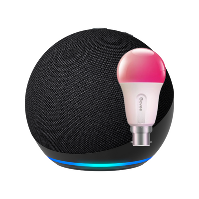 Pack Alexa Echo Dot 5 (2022) Negro + Ampolleta  Inteligente Govee RGBWW