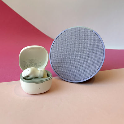 Pack Amazon Alexa Echo Pop Lavanda + Audifono Inalambrico Baseus Encok WM01 Blanco