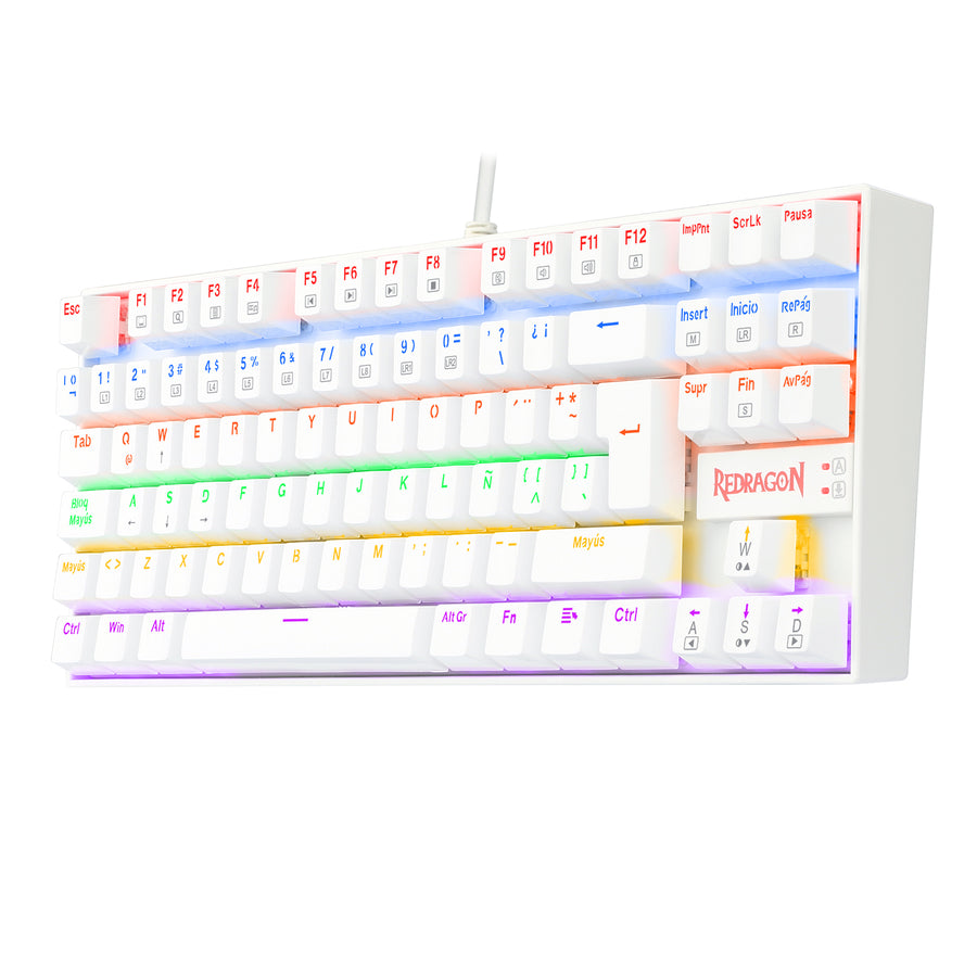 REDRAGON Teclado Redragon K552W-KR-SP Kumara Rainbow - Blanco - Bestmart