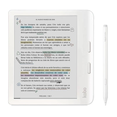 Lector E Reader Kobo Libra Colour Blanco con Lápiz Stylus 2 Blanco
