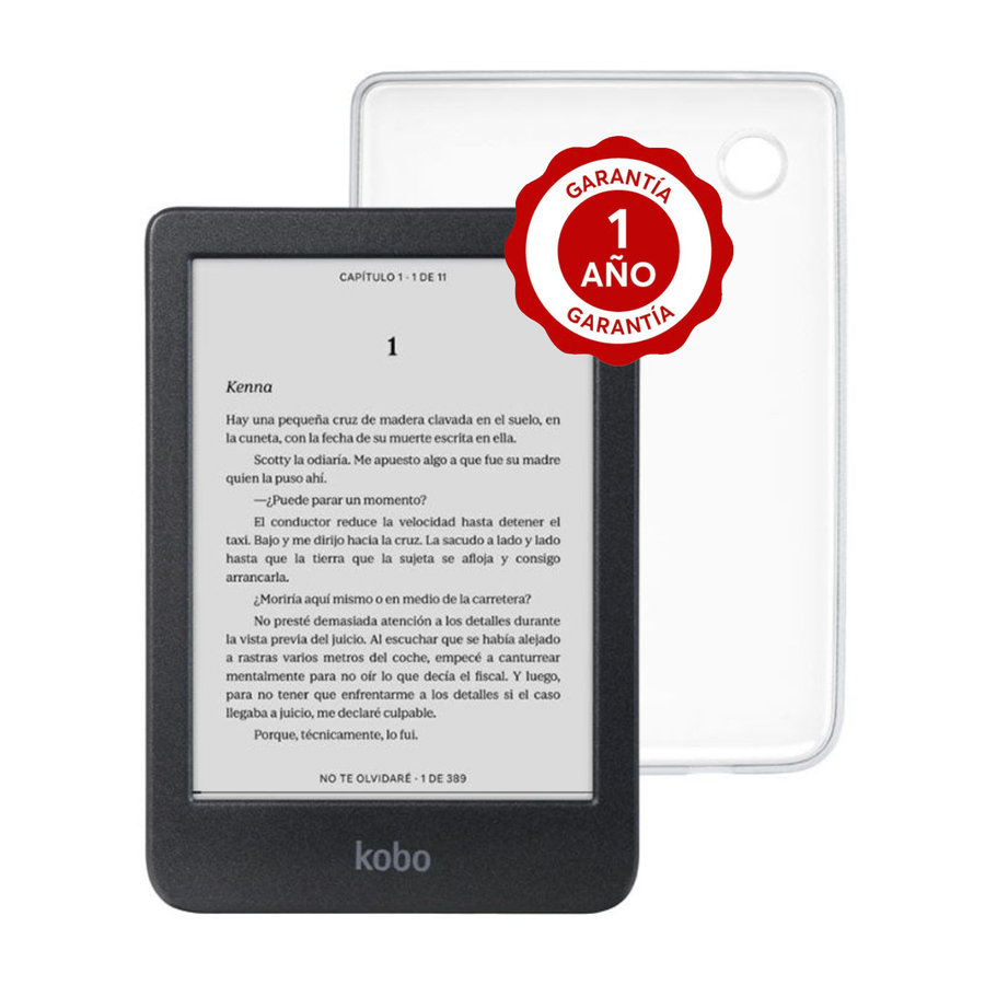 Lector e reader Kobo Clara BW Negro con Funda Clear Case Transparente