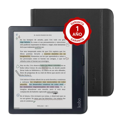 Pack Lector e reader Kobo Libra Colour Negro con Funda Notebook SleepCover Negro