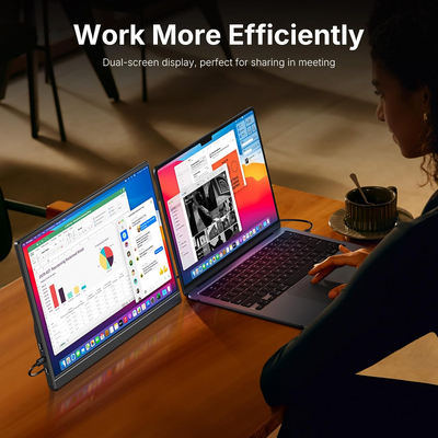 WGK Monitor Portátil WGK 15,6" FHD 1080p USB-C Mini HDMI con soporte Negro - Bestmart