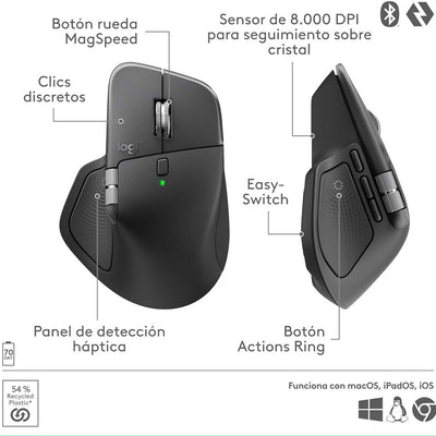 Mouse inalámbrico Bluetooth Logitech MX Master 4 Negro