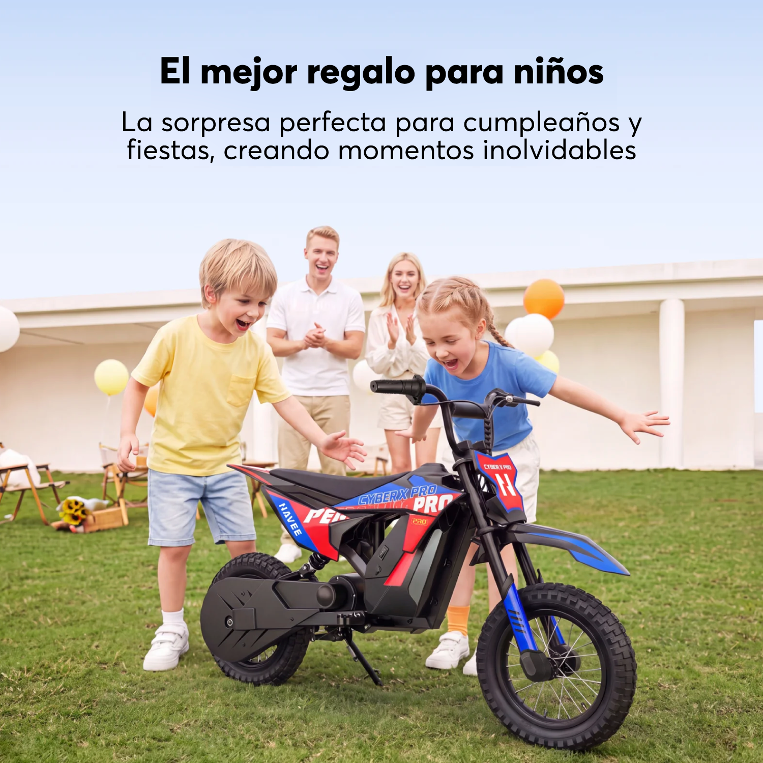 Navee Moto de Cross Eléctrica Infantil Cyber X Pro 8-11 Años Máx 25km/h Autonomía 14.5km 350W Neumáticos 8" Cross Suspensión Trasera Chasis Acero Negro