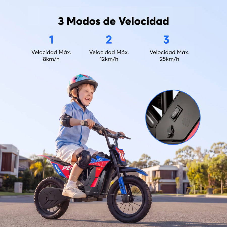 Navee Moto de Cross Eléctrica Infantil Cyber X Pro 8-11 Años Máx 25km/h Autonomía 14.5km 350W Neumáticos 8" Cross Suspensión Trasera Chasis Acero Negro