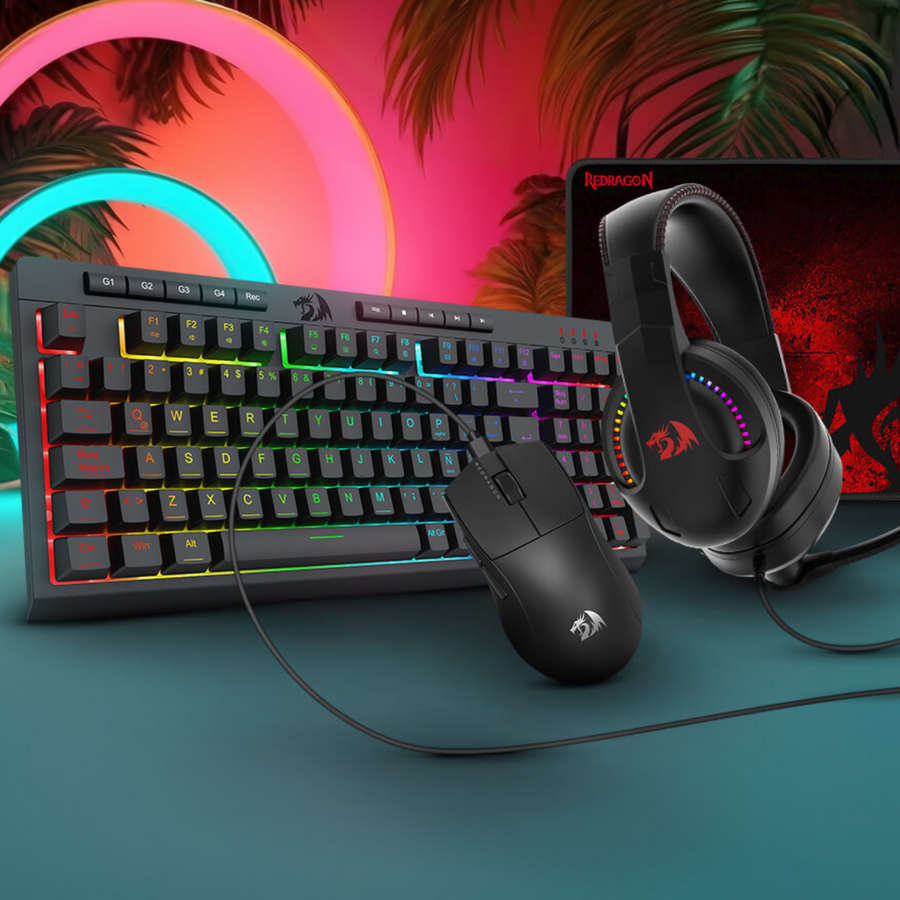 REDRAGON Pack Teclado Audífono Mouse y Mousepad Redragon S147 Negro - Bestmart