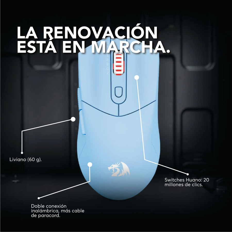 Mouse Gamer Redragon St4r Pro Inalámbrico Celeste - Bestmart