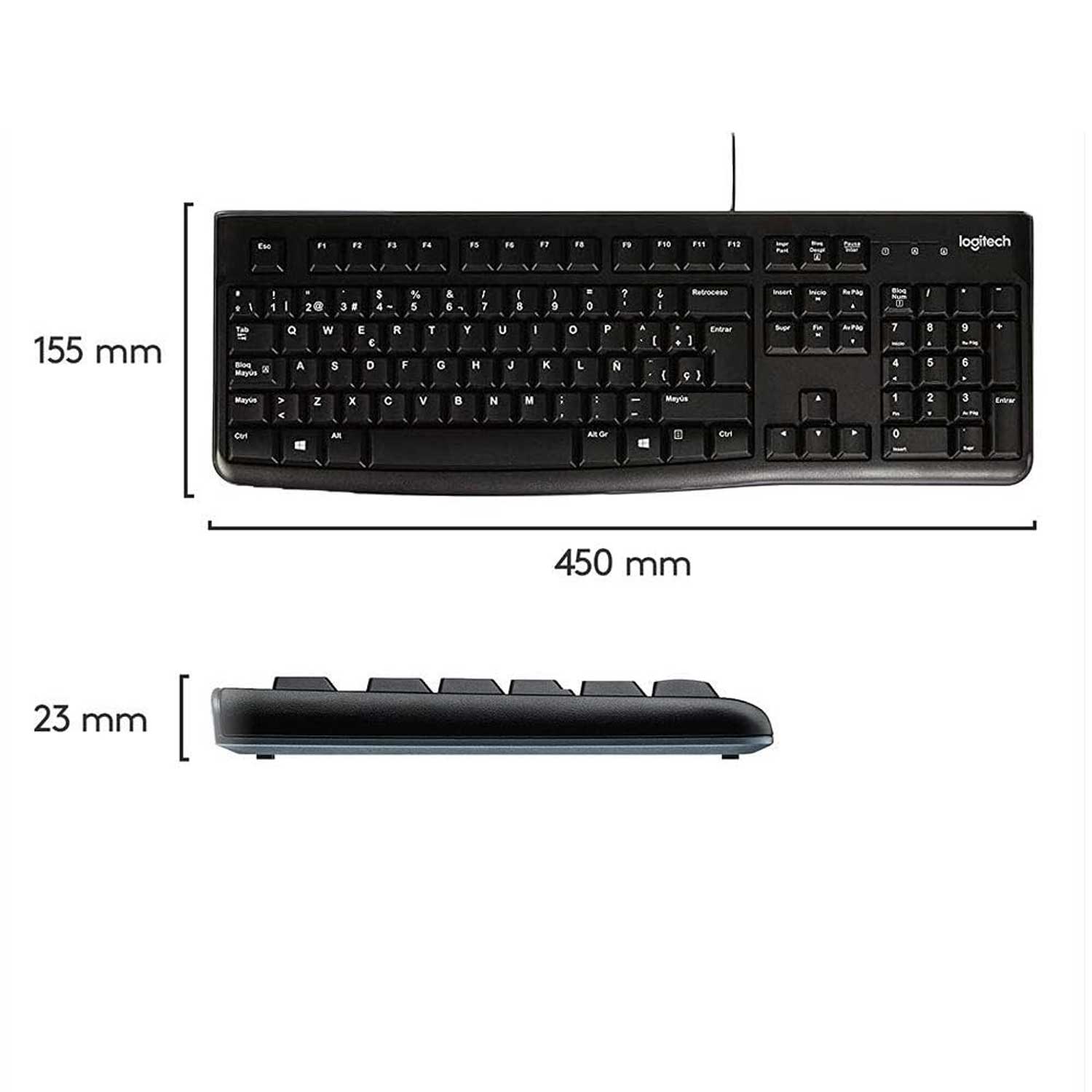 Teclado Alambrico Logitech K120 Qwerty USB Español Negro