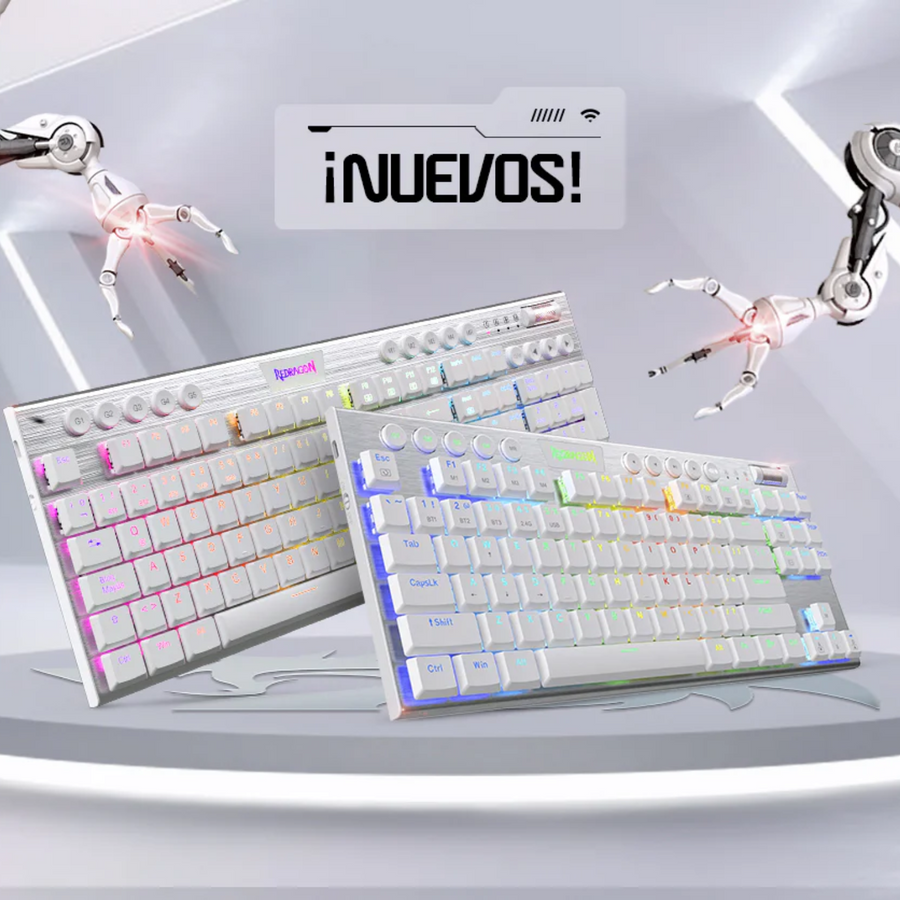 REDRAGON Teclado Mecánico Redragon K618W-RGB-SP Horus FS WiFi SP - Blanco - Bestmart