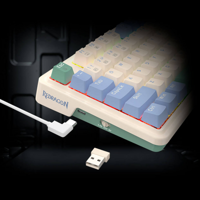 REDRAGON Teclado Gamer Redragon Ucal Pro K673 RGB Red Switch Blanco/Celeste Español - Bestmart