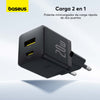 Cargador Rápido Baseus Palm Cluster USB y Tipo C 20W + Cable Tipo C a Tipo C Negro