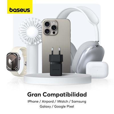 Cargador Rápido Baseus Palm Cluster USB y Tipo C 30W + Cable USB-C a USB-C Negro