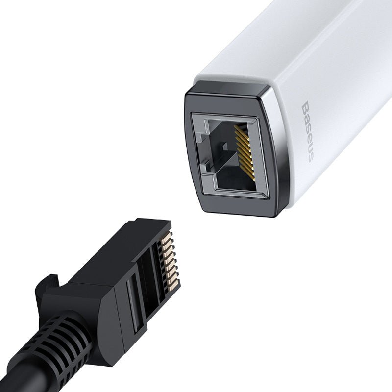 Adaptador de Red Tipo - C a Puerto LAN RJ45 - 1000 Mbps - Blanco - Baseus Lite Series - Bestmart