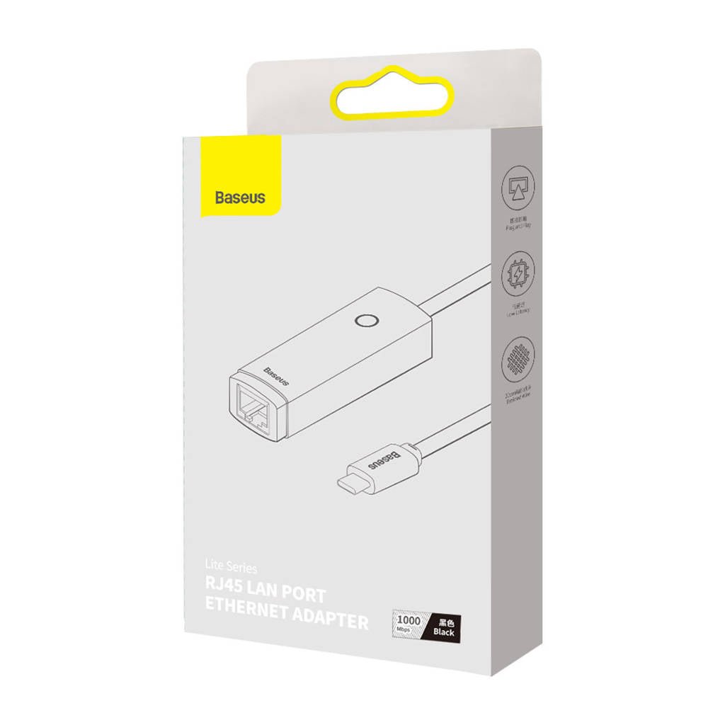 Adaptador de Red Tipo - C a Puerto LAN RJ45 - 1000 Mbps - Negro - Baseus Lite Series - Bestmart