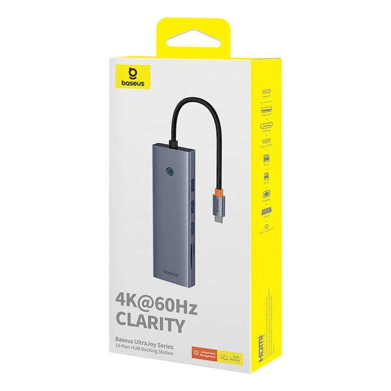 Adaptador HUB 10 en 1 USB - C a HDMI, USB 3.0, VGA, Ethernet, PD, SD, 3.5mm - Baseus - Gris - Bestmart