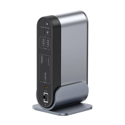 Adaptador HUB 17 en 1 USB - C a HDMI x 2 + DP4K + USB 3.0 x 3 + USB 2.0 x 2 + Ethernet RJ45 + USB - C x 2 + PD + PC + SD + 3.5mm + DC - Baseus UnionJoy - Gris - Bestmart