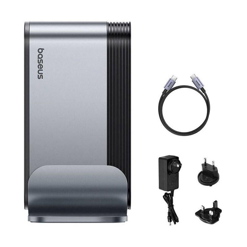 Adaptador HUB 17 en 1 USB - C a HDMI x 2 + DP4K + USB 3.0 x 3 + USB 2.0 x 2 + Ethernet RJ45 + USB - C x 2 + PD + PC + SD + 3.5mm + DC - Baseus UnionJoy - Gris - Bestmart