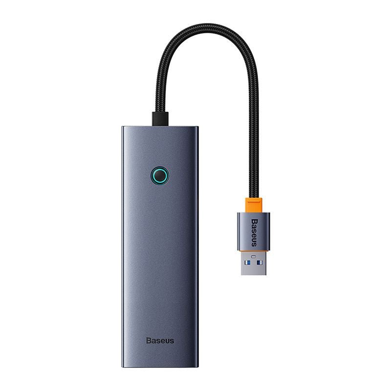 Adaptador HUB 4 en 1 USB a 3 puertos USB 3.0 + Ethernet RJ45 - Baseus UltraJoy Series - Gris espacial - Bestmart