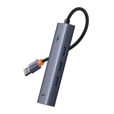 Adaptador HUB 4 en 1 USB a 3 puertos USB 3.0 + Ethernet RJ45 - Baseus UltraJoy Series - Gris espacial - Bestmart