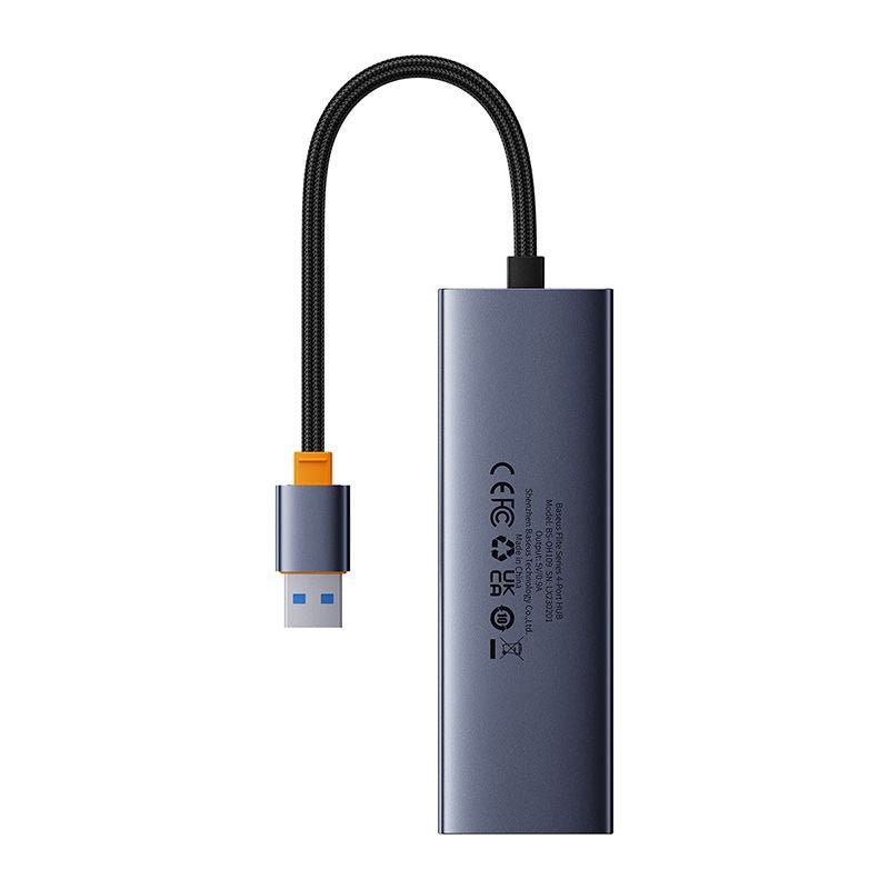 Adaptador HUB 4 en 1 USB a 3 puertos USB 3.0 + Ethernet RJ45 - Baseus UltraJoy Series - Gris espacial - Bestmart