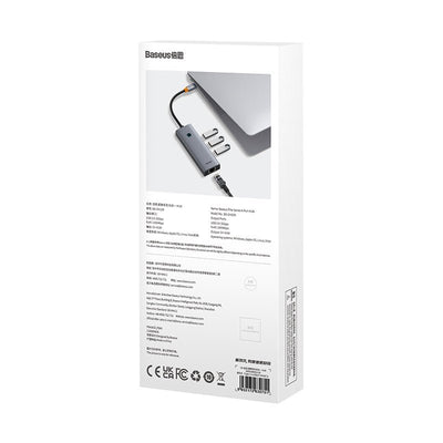 Adaptador HUB 4 en 1 USB - C a 3 puertos USB 3.0 + Ethernet RJ45 - Baseus UltraJoy Series - Gris espacial - Bestmart