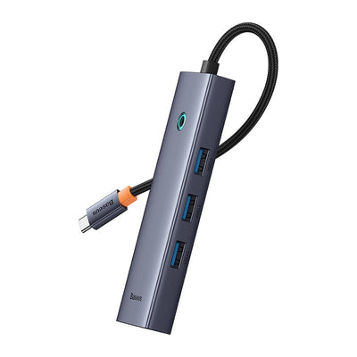 Adaptador HUB 4 en 1 USB - C a 3 puertos USB 3.0 + Ethernet RJ45 - Baseus UltraJoy Series - Gris espacial - Bestmart