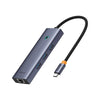 Adaptador HUB 4 en 1 USB - C a 3 puertos USB 3.0 + Ethernet RJ45 - Baseus UltraJoy Series - Gris espacial - Bestmart