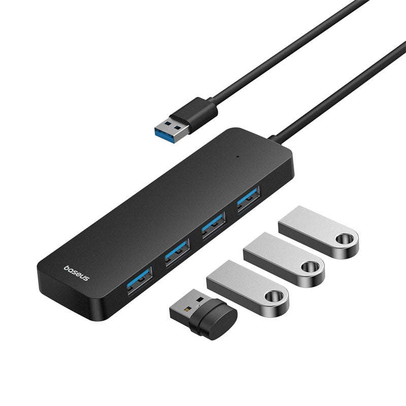 Adaptador HUB 50cm USB - A a USB 3.0 X 4 - 5 Gbps - Baseus UltraJoy Series - Negro - Bestmart
