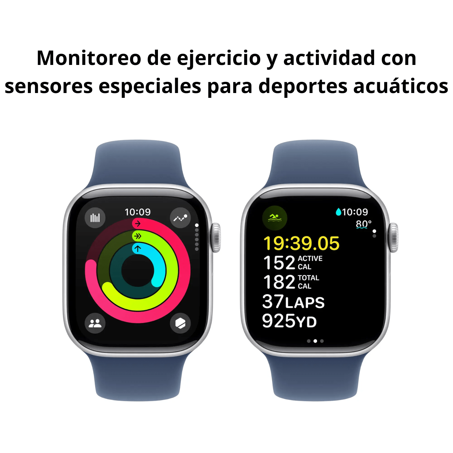 Apple Watch Series 10 (GPS) Caja de aluminio 42mm con correa Denim Sport Band 2024 plateado S/M - Bestmart
