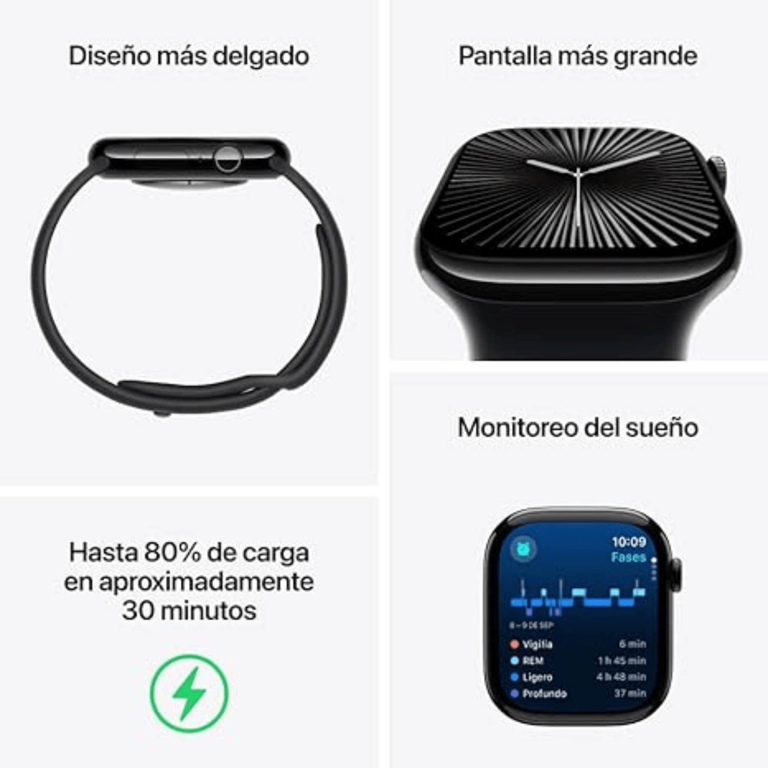 Apple Watch Series 10 (GPS) Caja de aluminio 42mm con correa Denim Sport Band 2024 plateado S/M - Bestmart