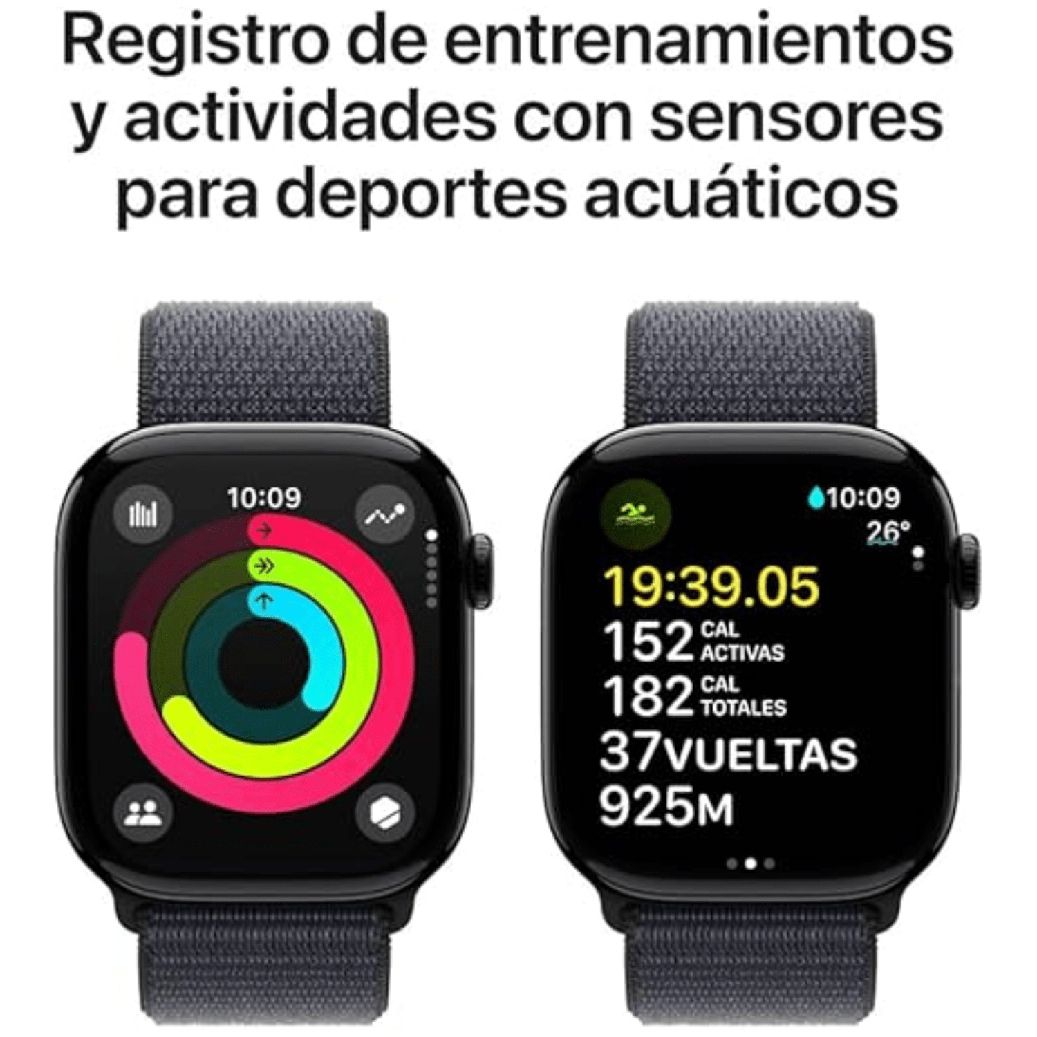 Apple Watch Series 10 (GPS) Caja Jet Black Aluminum 42mm con correa Ink Sport Loop - (2024) - Ajustable - Bestmart