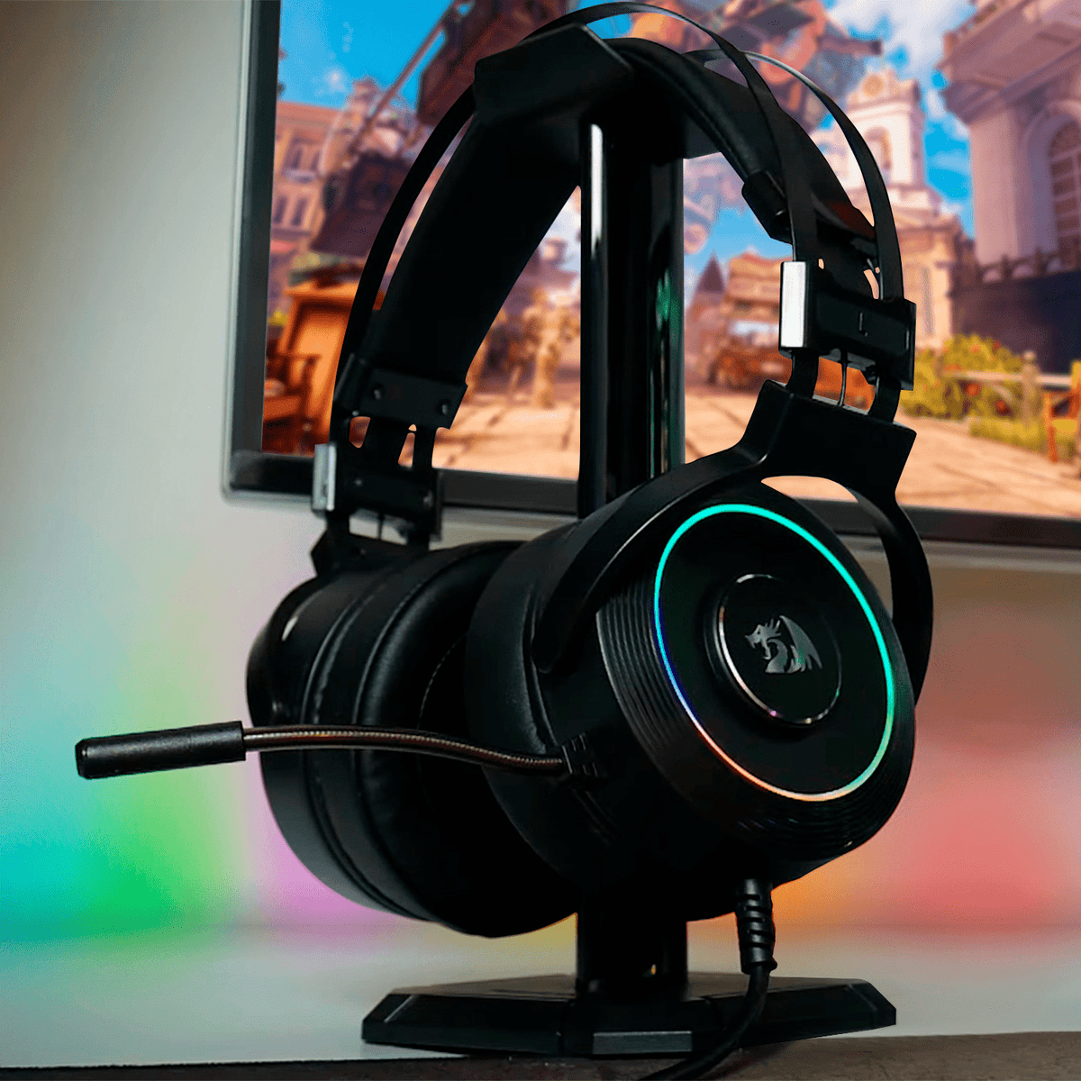 Audifono Gamer Redragon Lamia H320 RGB USB Negro con Soporte - Bestmart
