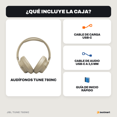 Audífonos Bluetooth JBL Tune 780NC Cancelación de Ruido Beige - Bestmart