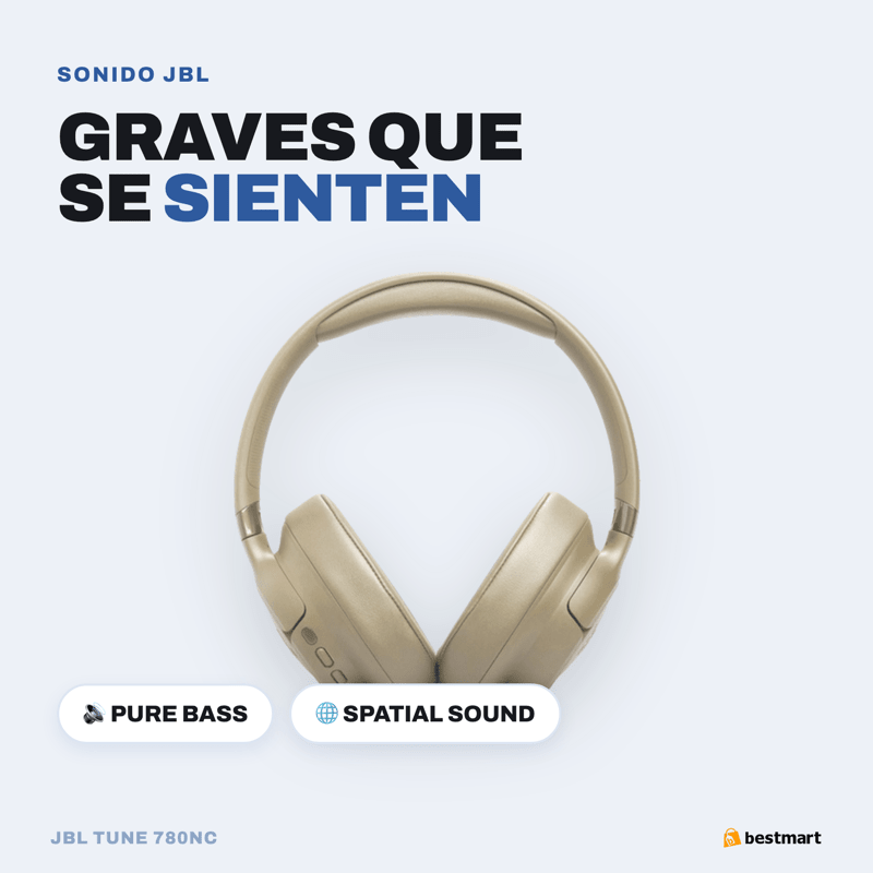 Audífonos Bluetooth JBL Tune 780NC Cancelación de Ruido Beige - Bestmart