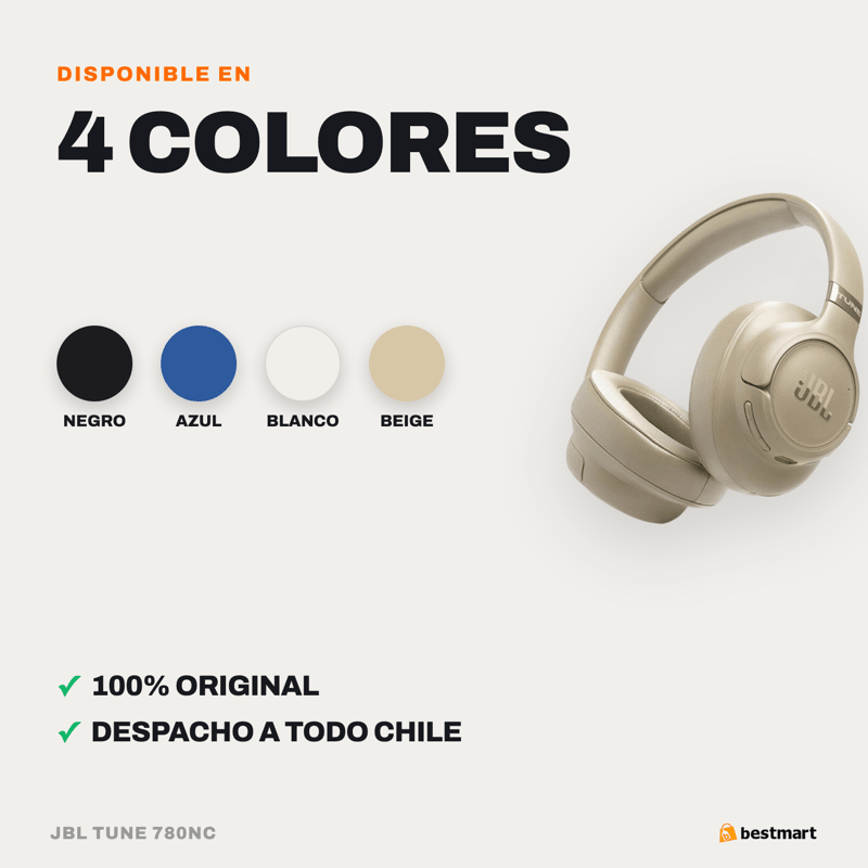 Audífonos Bluetooth JBL Tune 780NC Cancelación de Ruido Beige - Bestmart