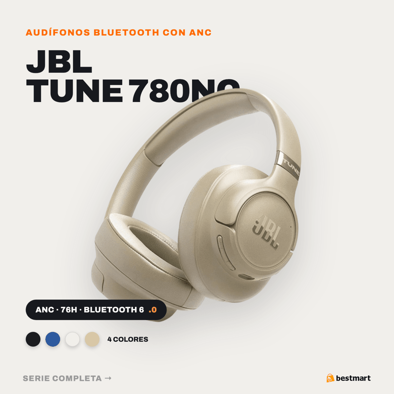 Audífonos Bluetooth JBL Tune 780NC Cancelación de Ruido Beige - Bestmart