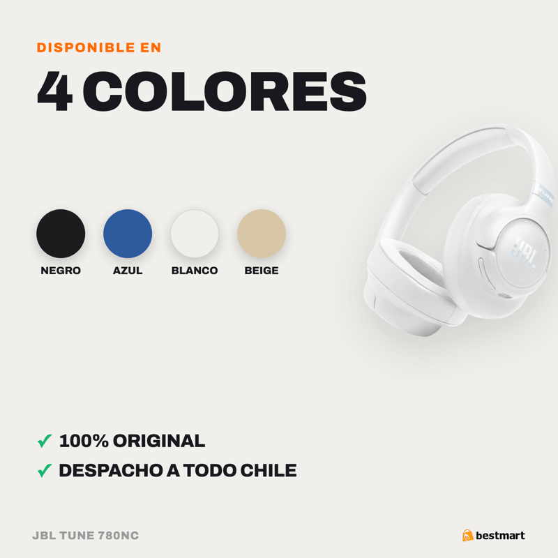 Audífonos Bluetooth JBL Tune 780NC Cancelación de Ruido Blanco - Bestmart