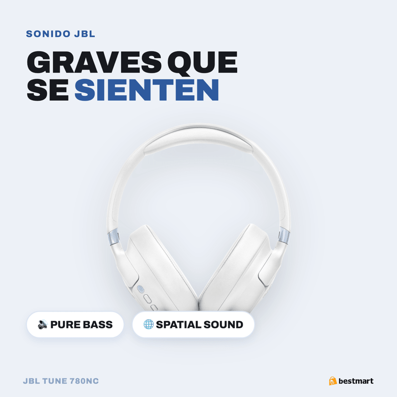Audífonos Bluetooth JBL Tune 780NC Cancelación de Ruido Blanco - Bestmart
