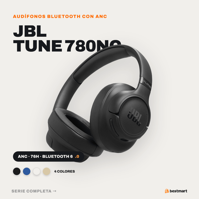 Audífonos Bluetooth JBL Tune 780NC Cancelación de Ruido Negro - Bestmart