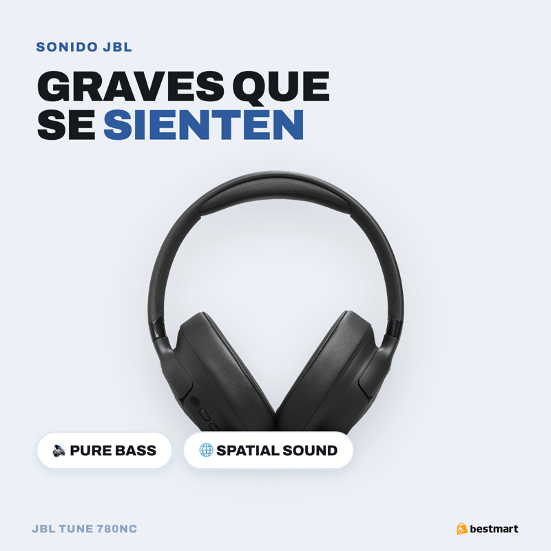 Audífonos Bluetooth JBL Tune 780NC Cancelación de Ruido Negro - Bestmart