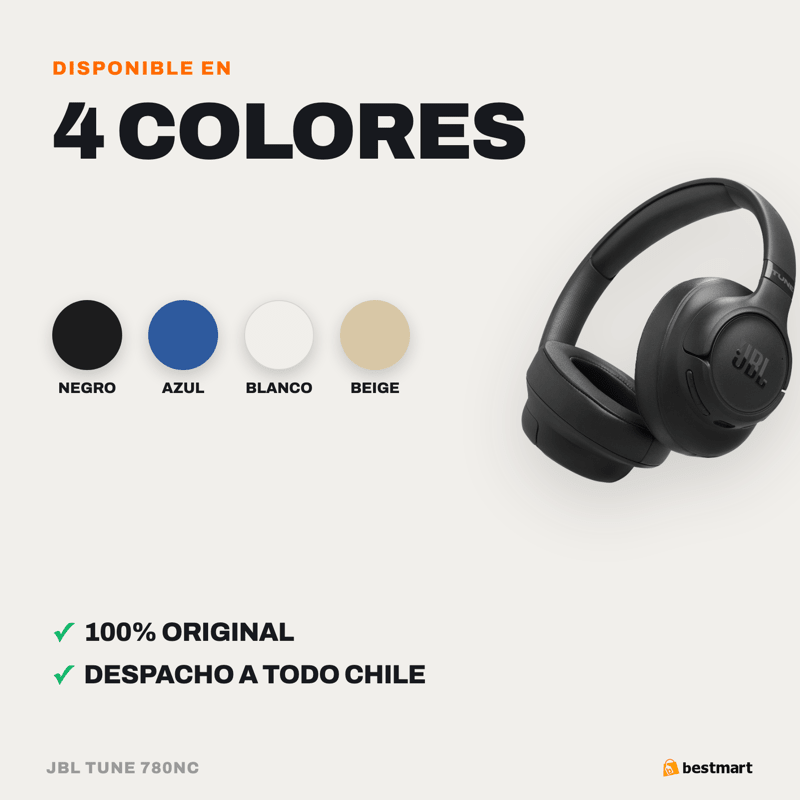 Audífonos Bluetooth JBL Tune 780NC Cancelación de Ruido Negro - Bestmart
