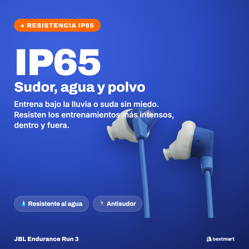 Audífonos Deportivos Inalámbricos JBL Endurance Run 3 Bluetooth IP65 Azul - Bestmart