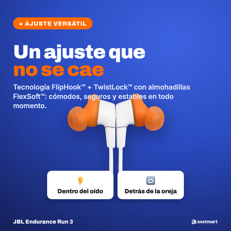 Audífonos Deportivos Inalámbricos JBL Endurance Run 3 Bluetooth IP65 Blanco - Bestmart