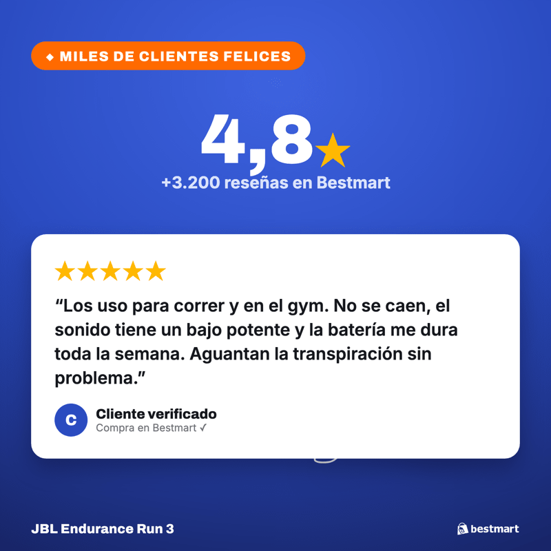 Audífonos Deportivos Inalámbricos JBL Endurance Run 3 Bluetooth IP65 Blanco - Bestmart