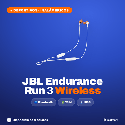 Audífonos Deportivos Inalámbricos JBL Endurance Run 3 Bluetooth IP65 Blanco - Bestmart