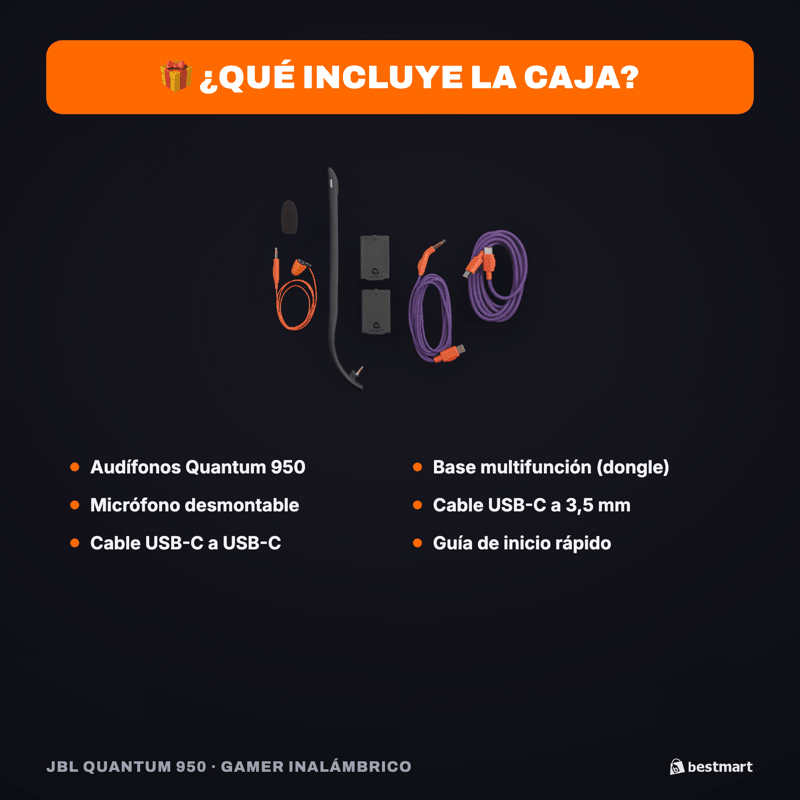 Audífonos Gamer Inalámbricos JBL Quantum 950 Bluetooth ANC Spatial Sound Negro - Bestmart