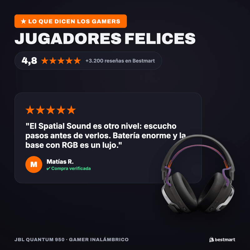 Audífonos Gamer Inalámbricos JBL Quantum 950 Bluetooth ANC Spatial Sound Negro - Bestmart